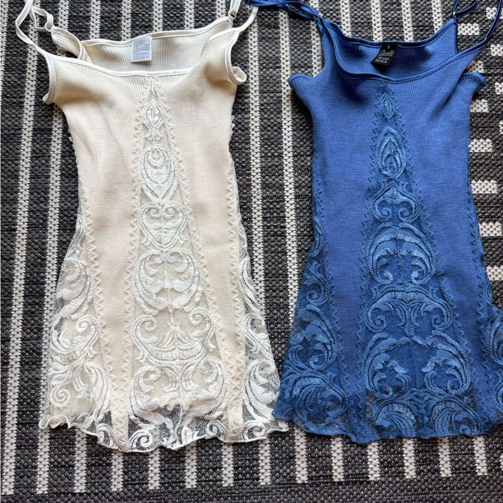 Oscalito Cream and Blue Lace camisole Italy